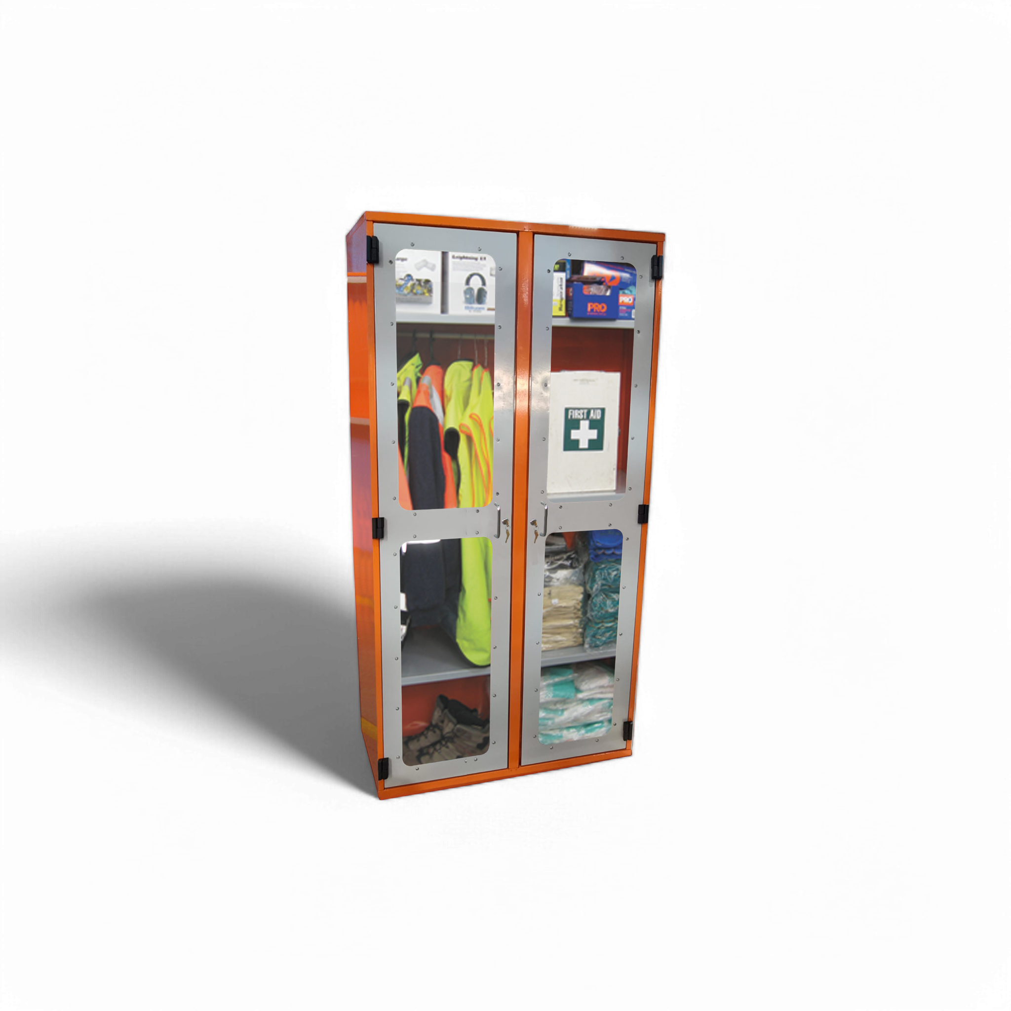 PPE Storage Cabinet - Double Perspex Door (with hanging rail)