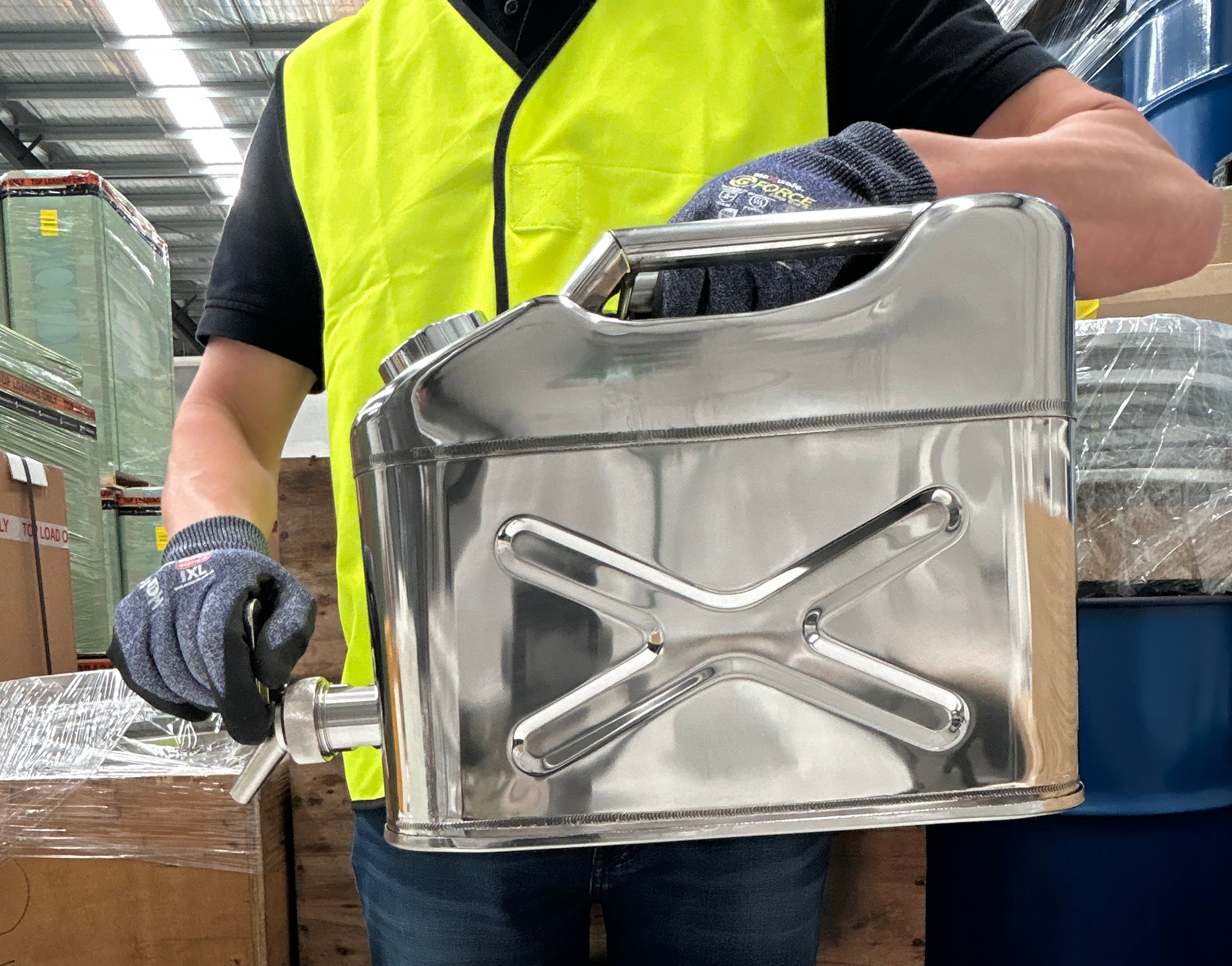 10L Safety Canister - Stainless Steel with SS Tap