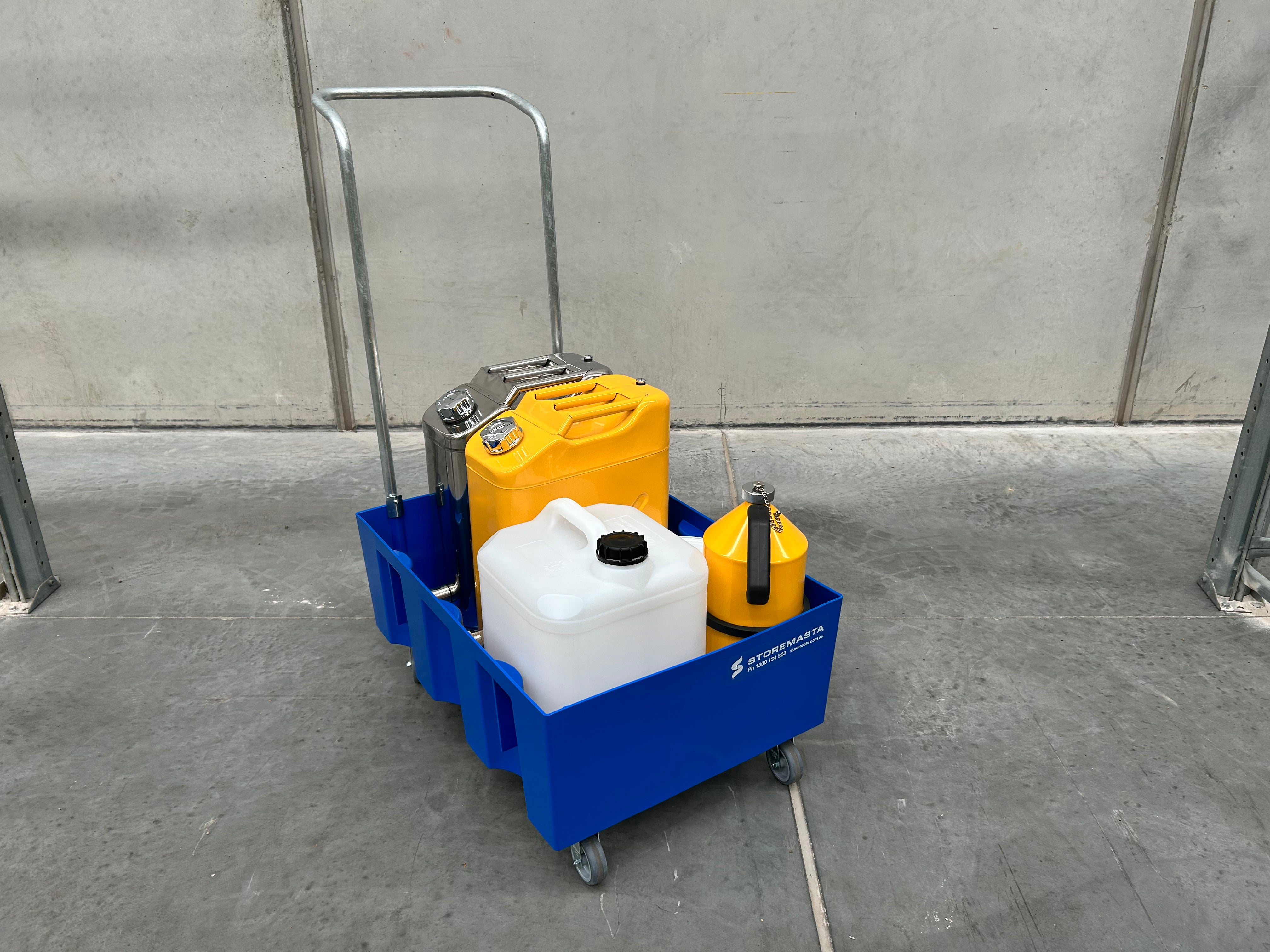 60L Polyethylene Sump Pallet - Blue with Castors
