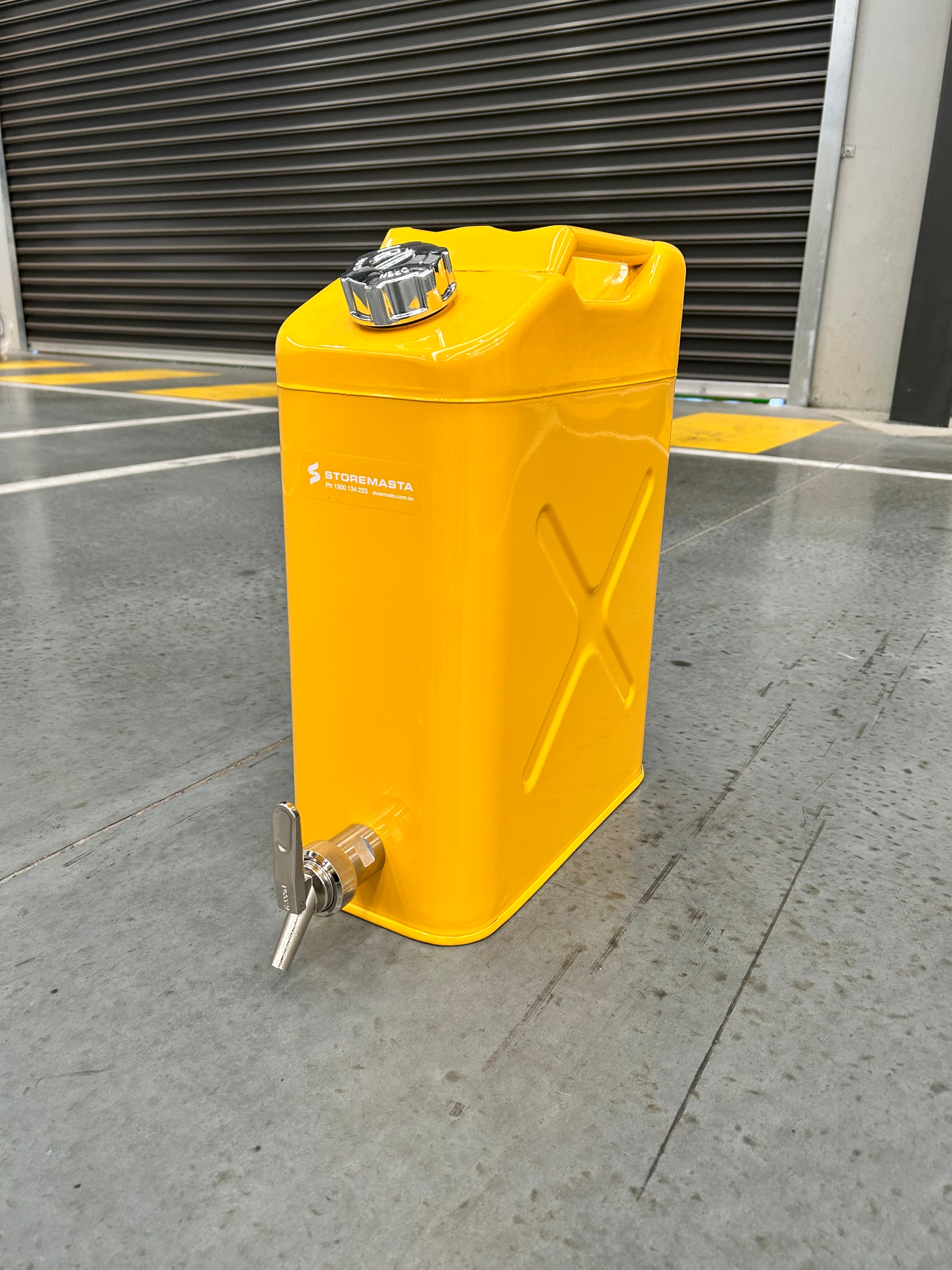 20L Safety Canister - Yellow Galvanised with Screw Cap