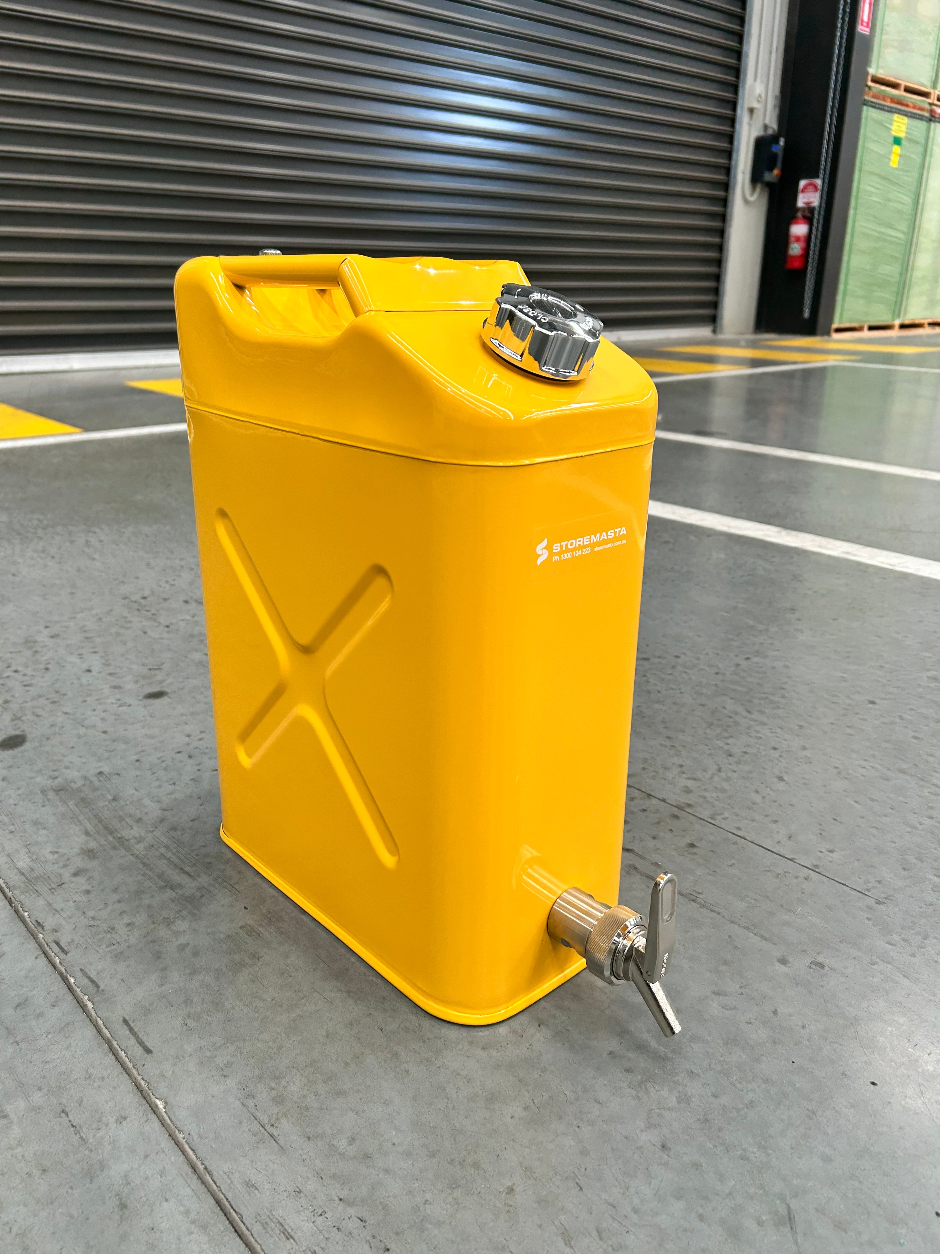 20L Safety Canister - Yellow Galvanised with Screw Cap