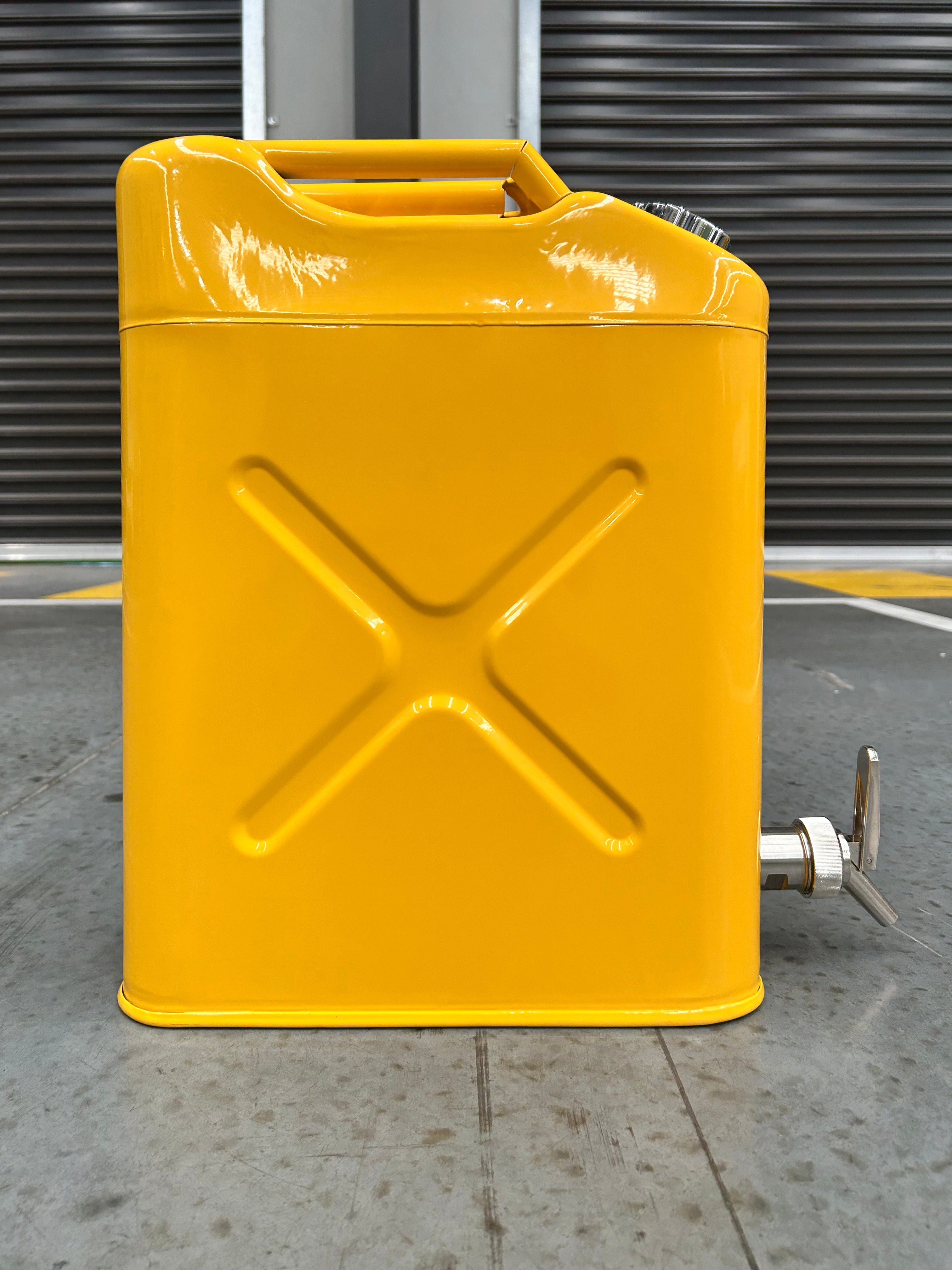 20L Safety Canister - Yellow Galvanised with Screw Cap