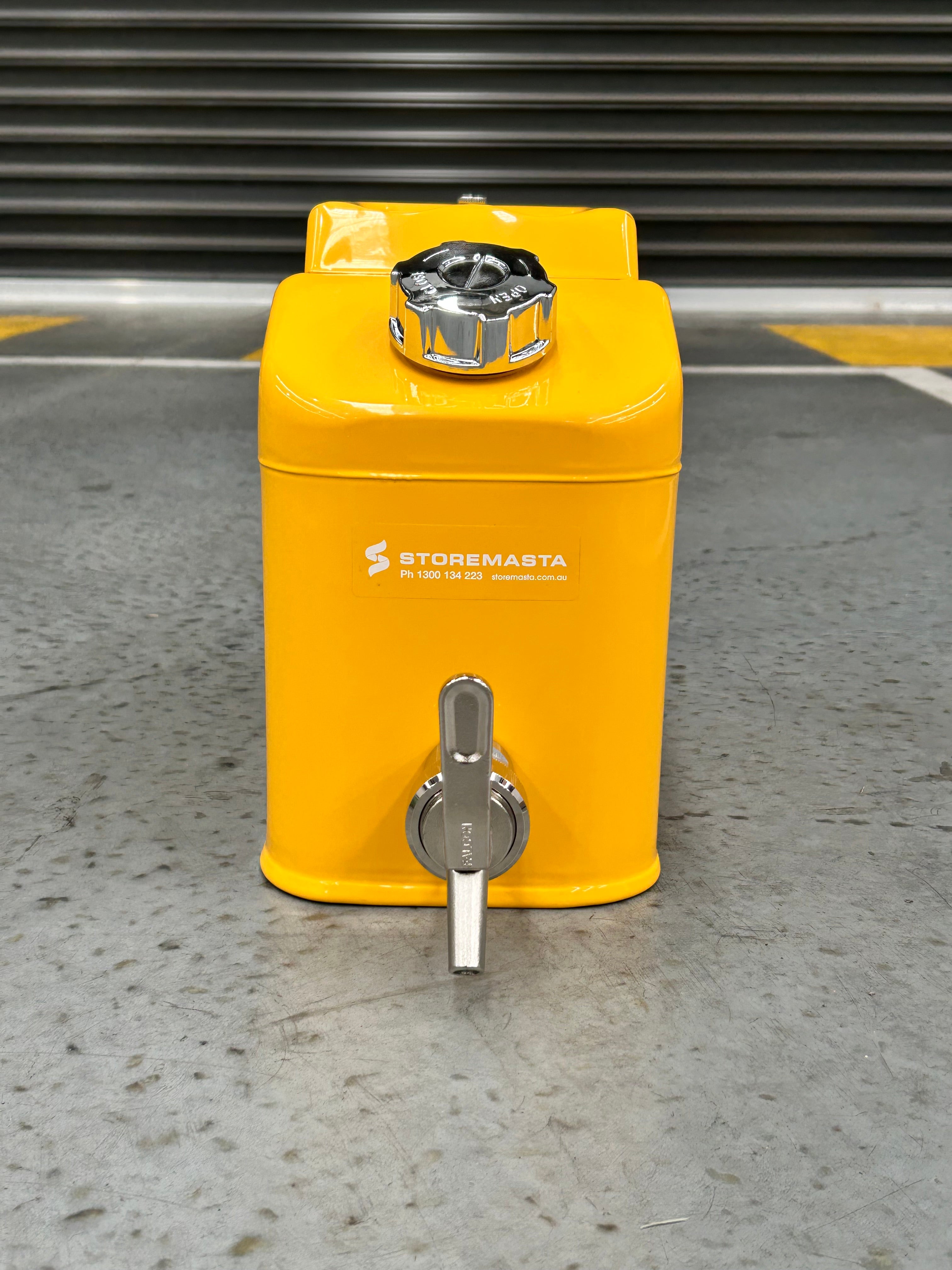 10L Safety Canister - Yellow Galvanised with Screw Cap