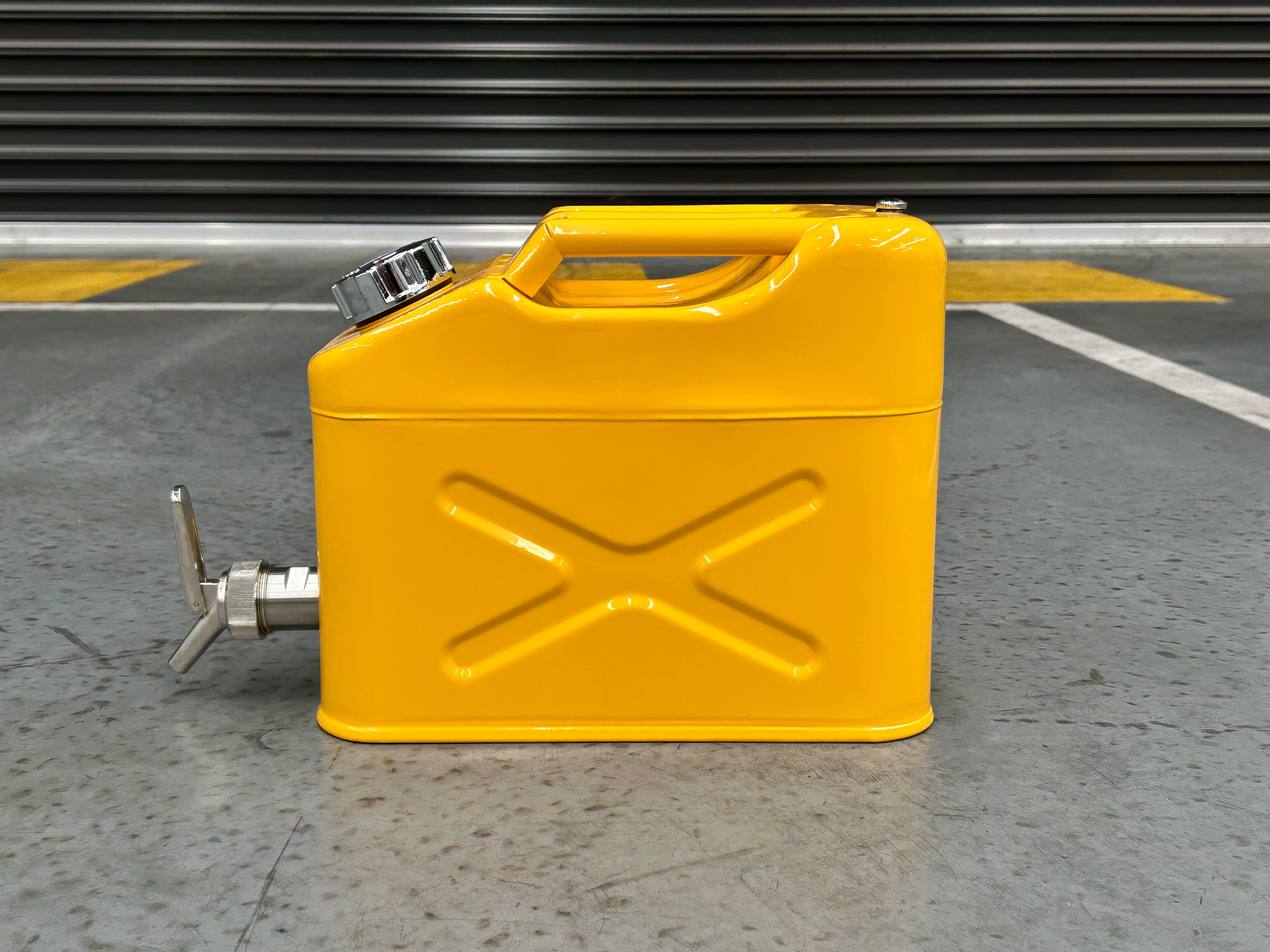 10L Safety Canister - Yellow Galvanised with Screw Cap