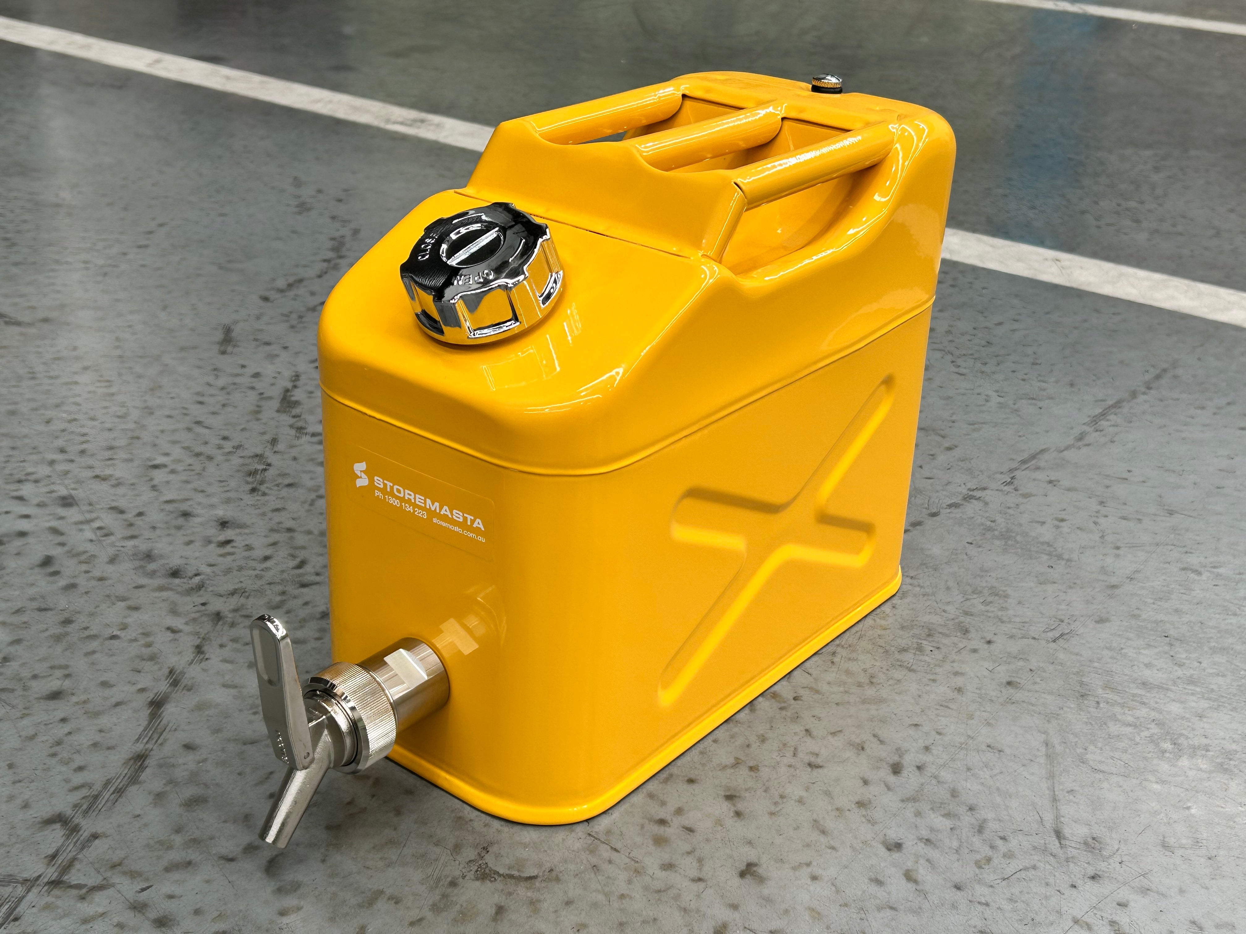 10L Safety Canister - Yellow Galvanised with Screw Cap
