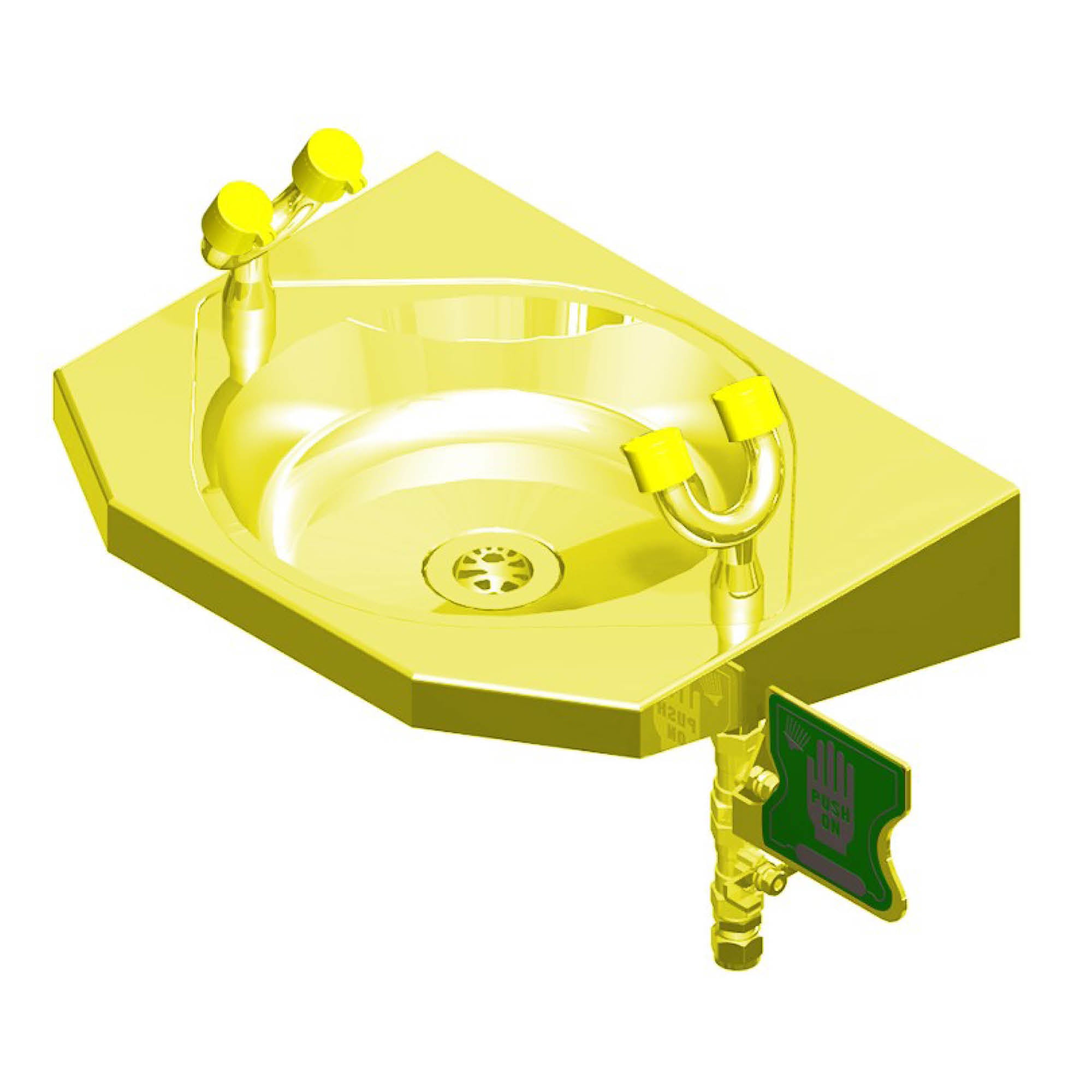 Wall Mounted Eye Face Wash Hand Operated - Yellow
