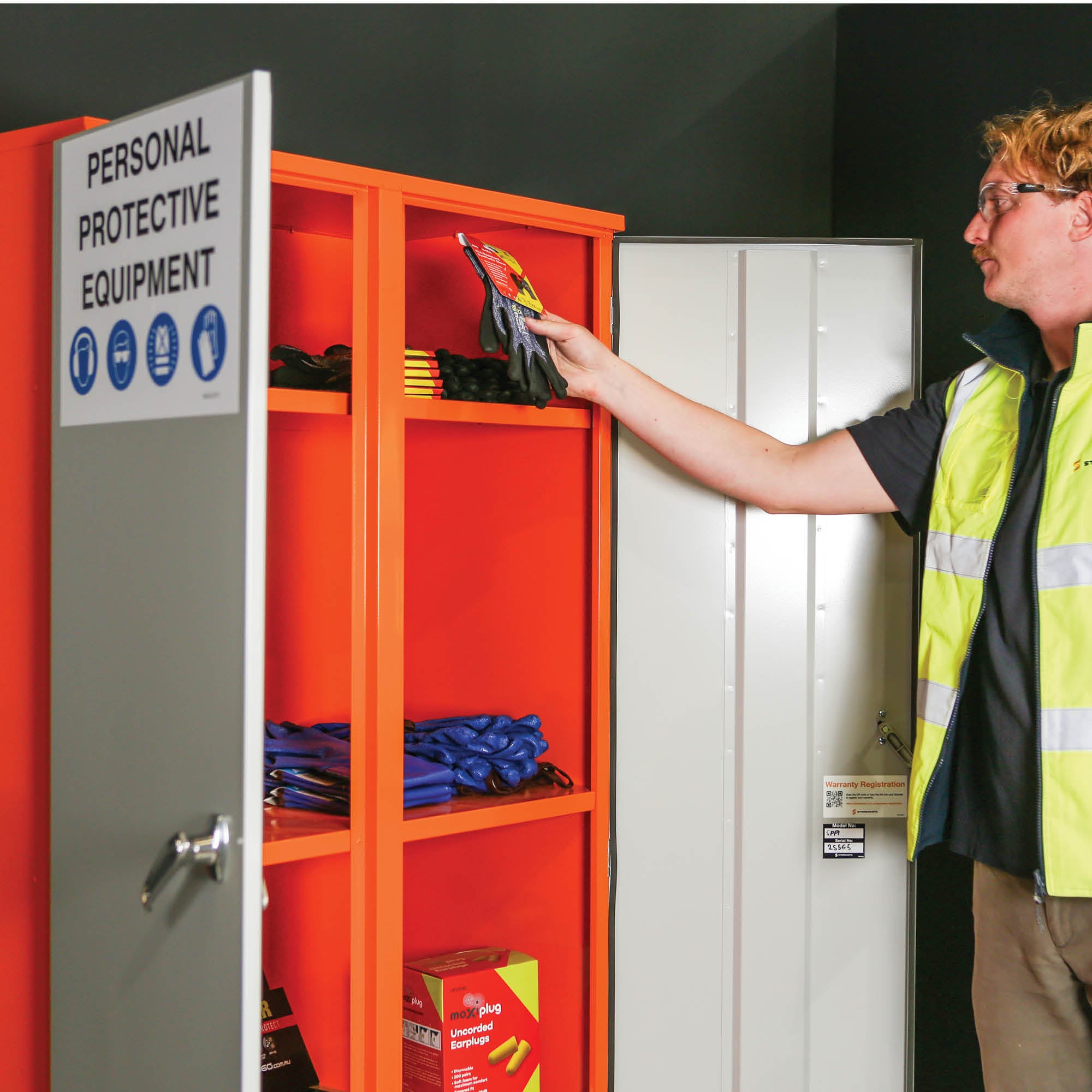 PPE Storage Cabinet - Double Door - 4 Shelves