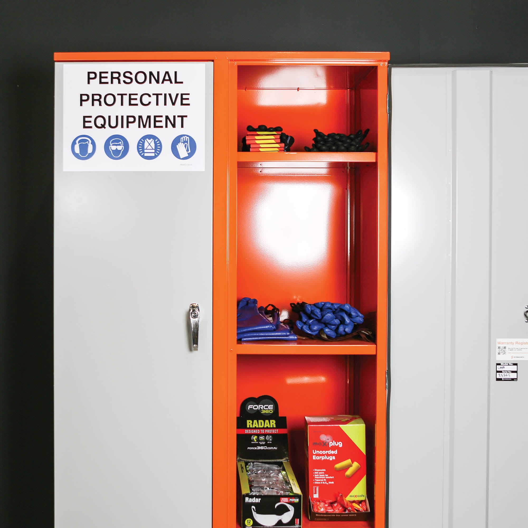 PPE Storage Cabinet - Double Door - 4 Shelves