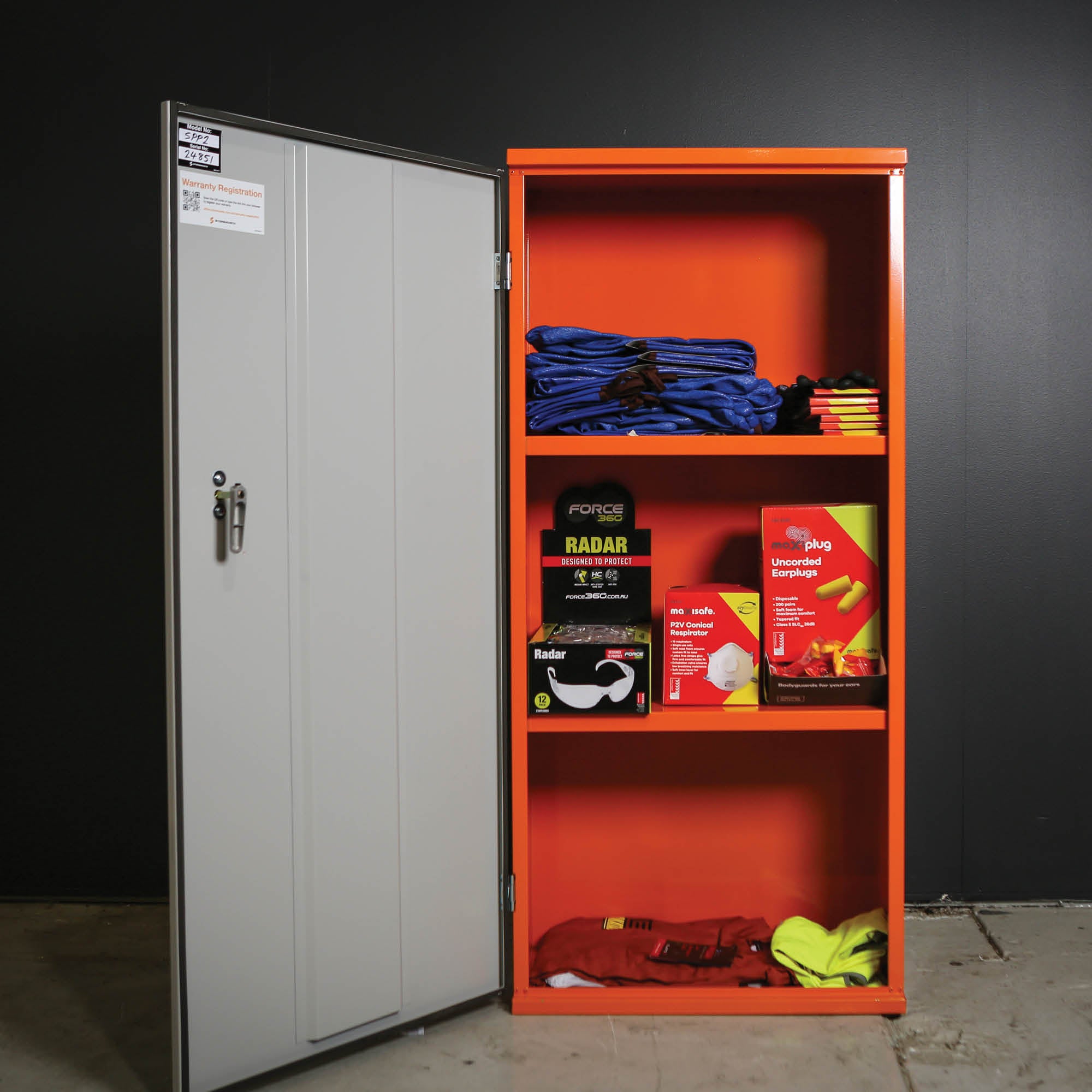 PPE Storage Cabinet - Single Door - 3 Shelves