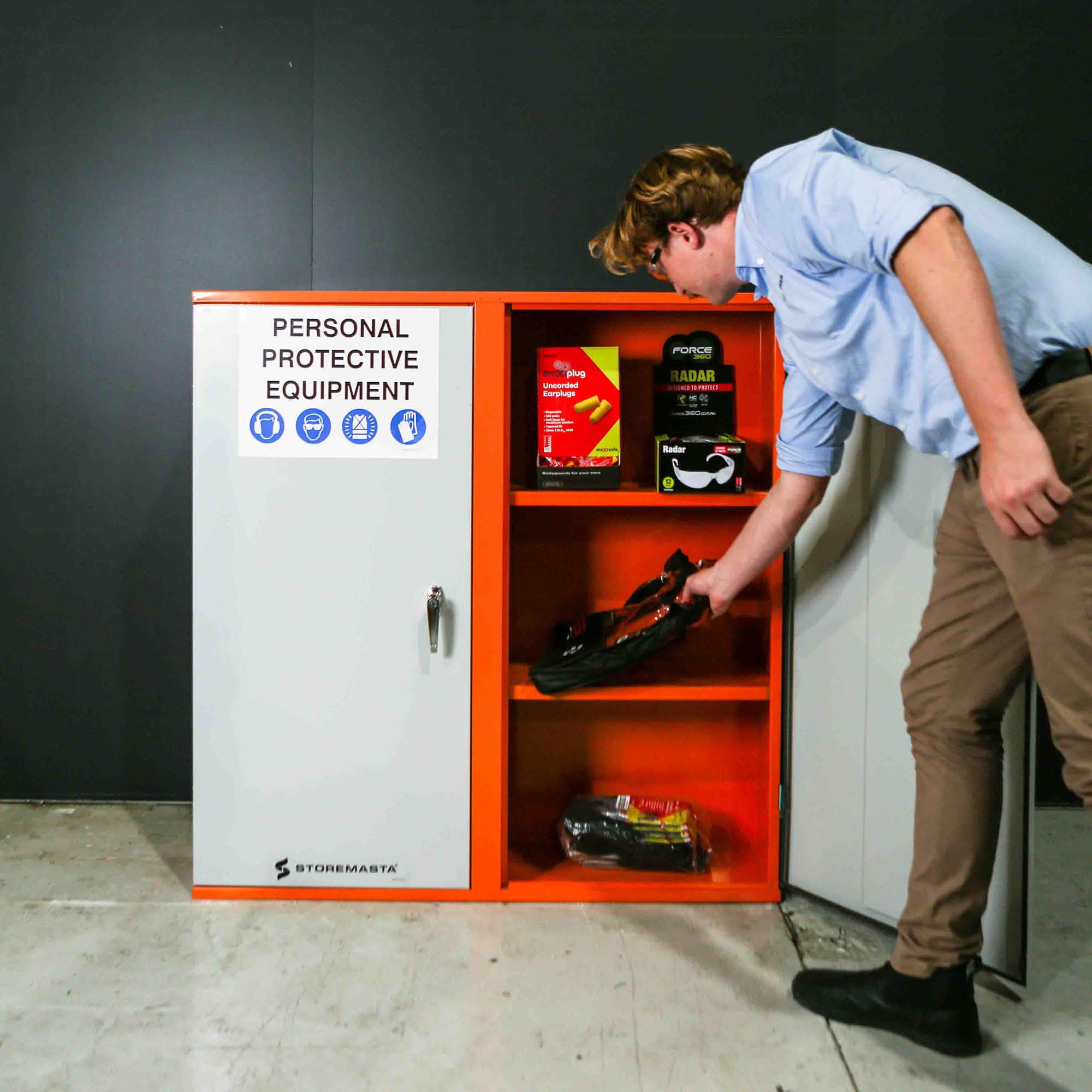 PPE Storage Cabinet - Double Door - 3 Shelves