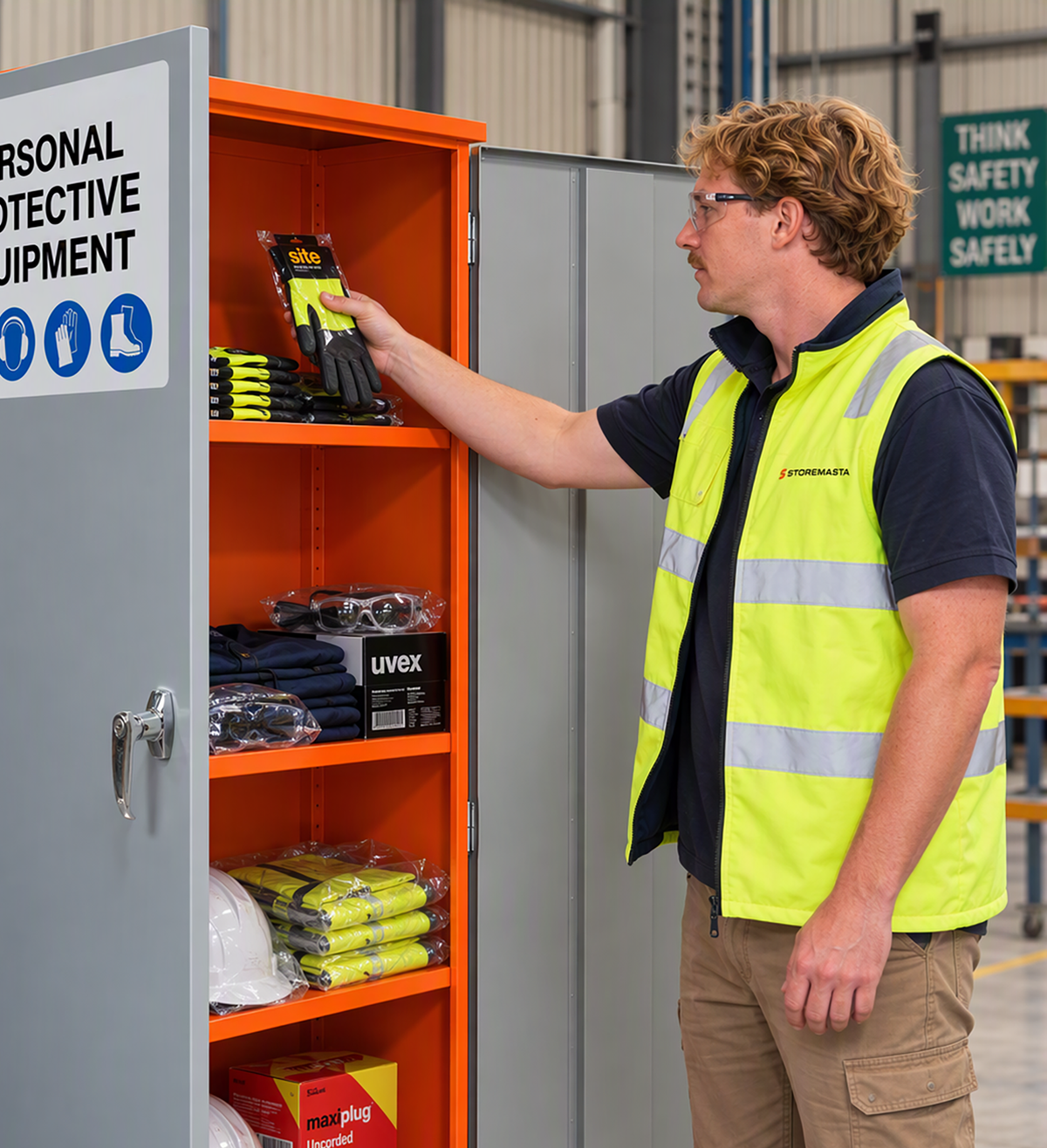 PPE Storage Cabinet - Single Large Door - 3 Shelves