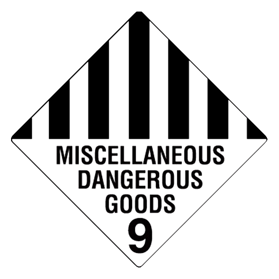 Class 9 - Miscellaneous Dangerous Goods 100 x 100 Sticker