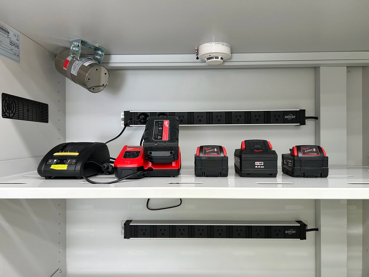 HI-LINE ION-LINE 90-minute Fire Rated Lithium-ion Battery Storage & Charging Cabinet, 1200mm wide (IO90.195.120.PC.WDC)