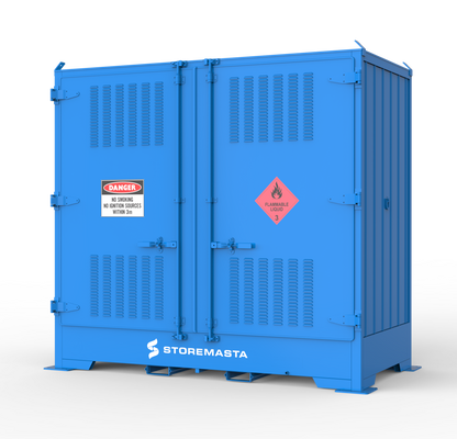 Single Depth Flammable Liquids Store - 2 IBC - Extra Height For Decanting
