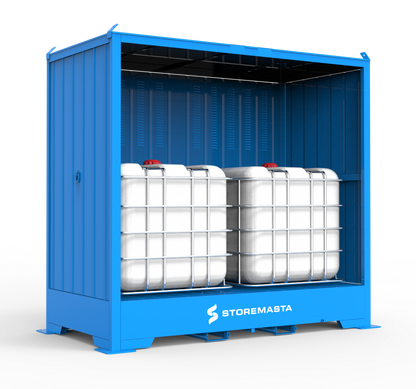Single Depth Flammable Liquids Store - 2 IBC - Extra Height For Decanting
