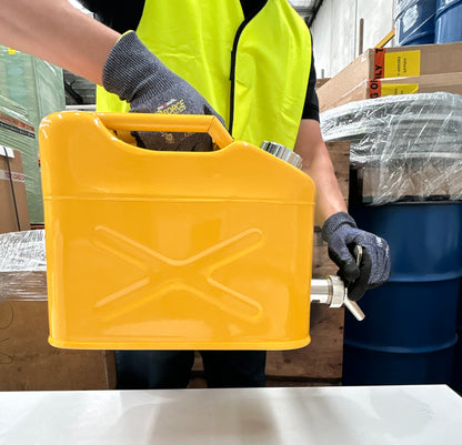 10L Safety Canister - Yellow Galvanised with Screw Cap