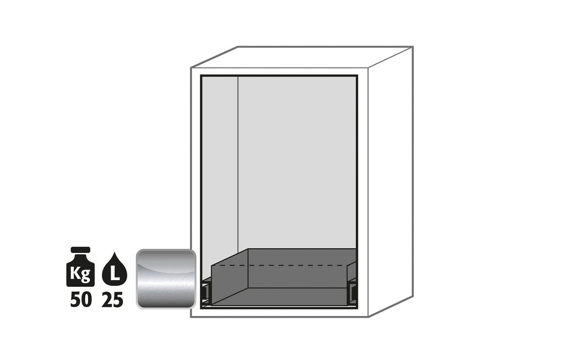 Interior layout of the HI-LINE UB-LINE under-bench cabinet with pull-out drawer