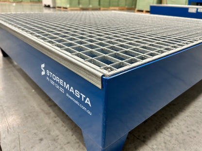 220L Steel Sump Pallet - Blue with Galvanised Grid