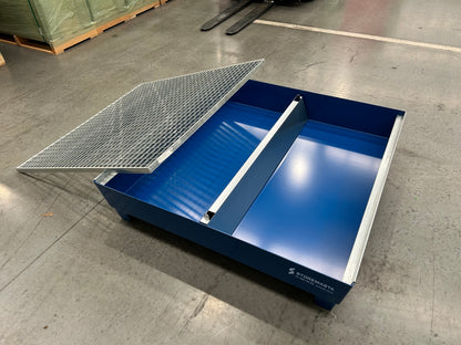220L Steel Sump Pallet - Blue with Galvanised Grid
