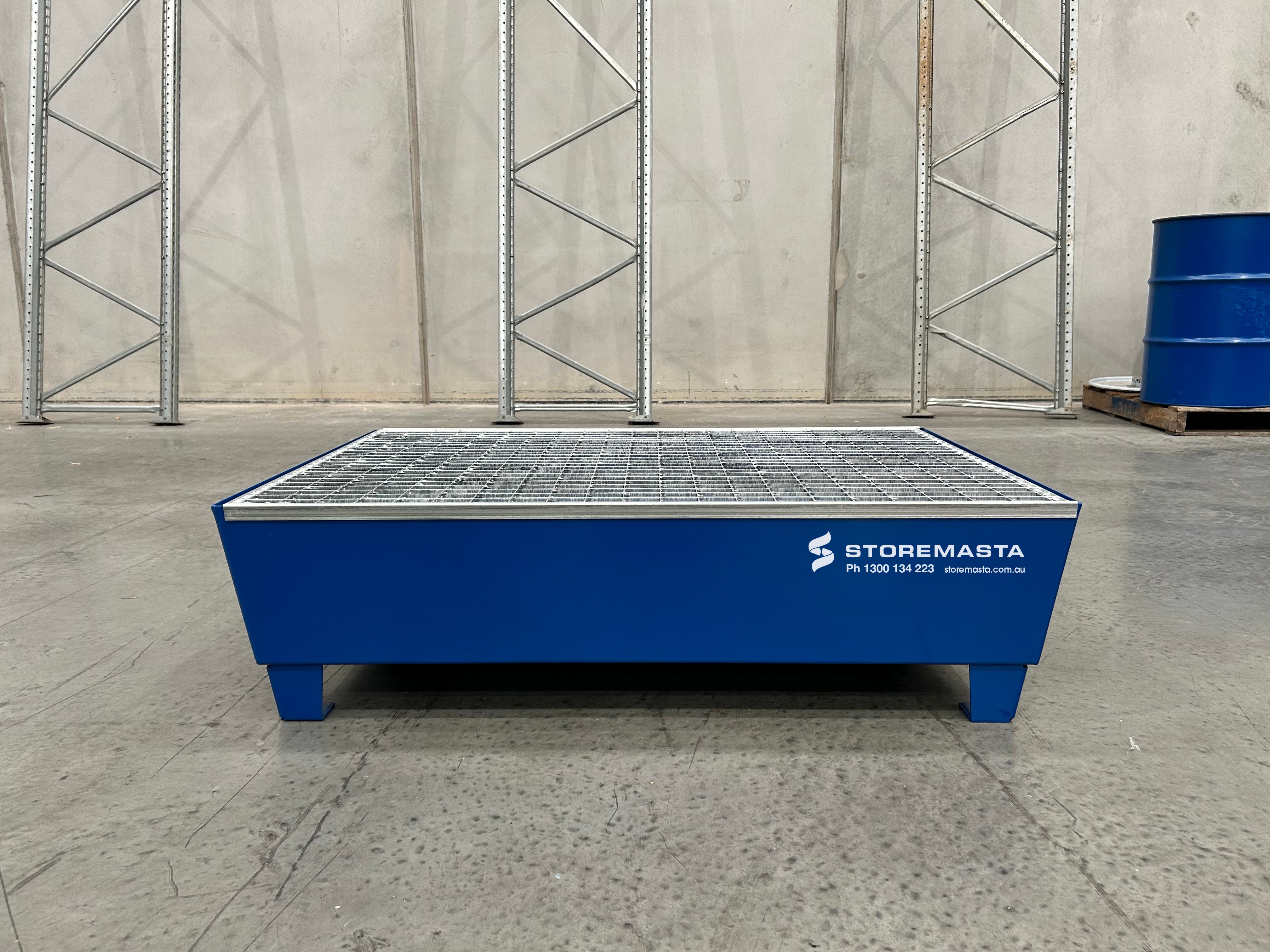 205L Steel Sump Pallet - Blue with Feet