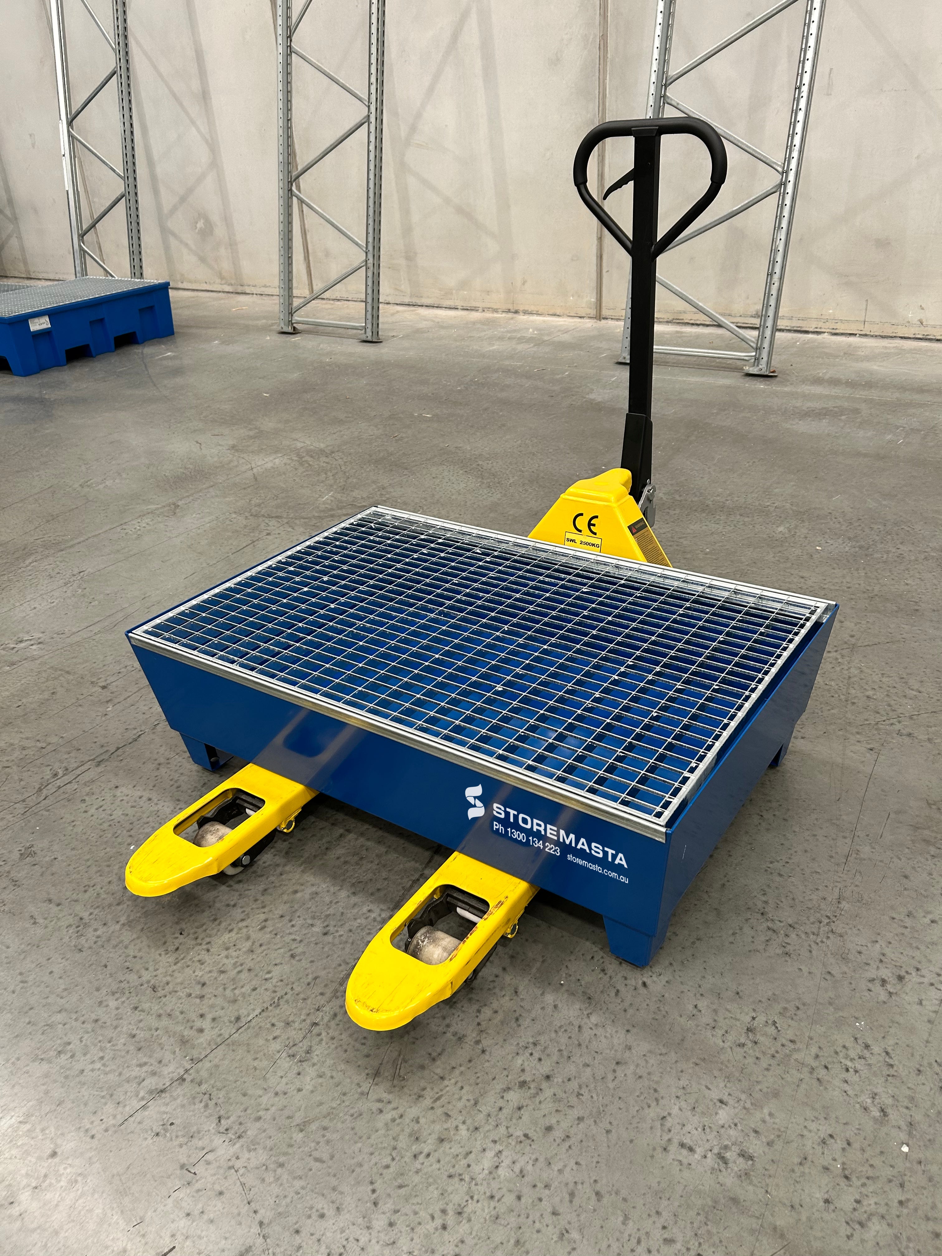 205L Steel Sump Pallet - Blue with Feet