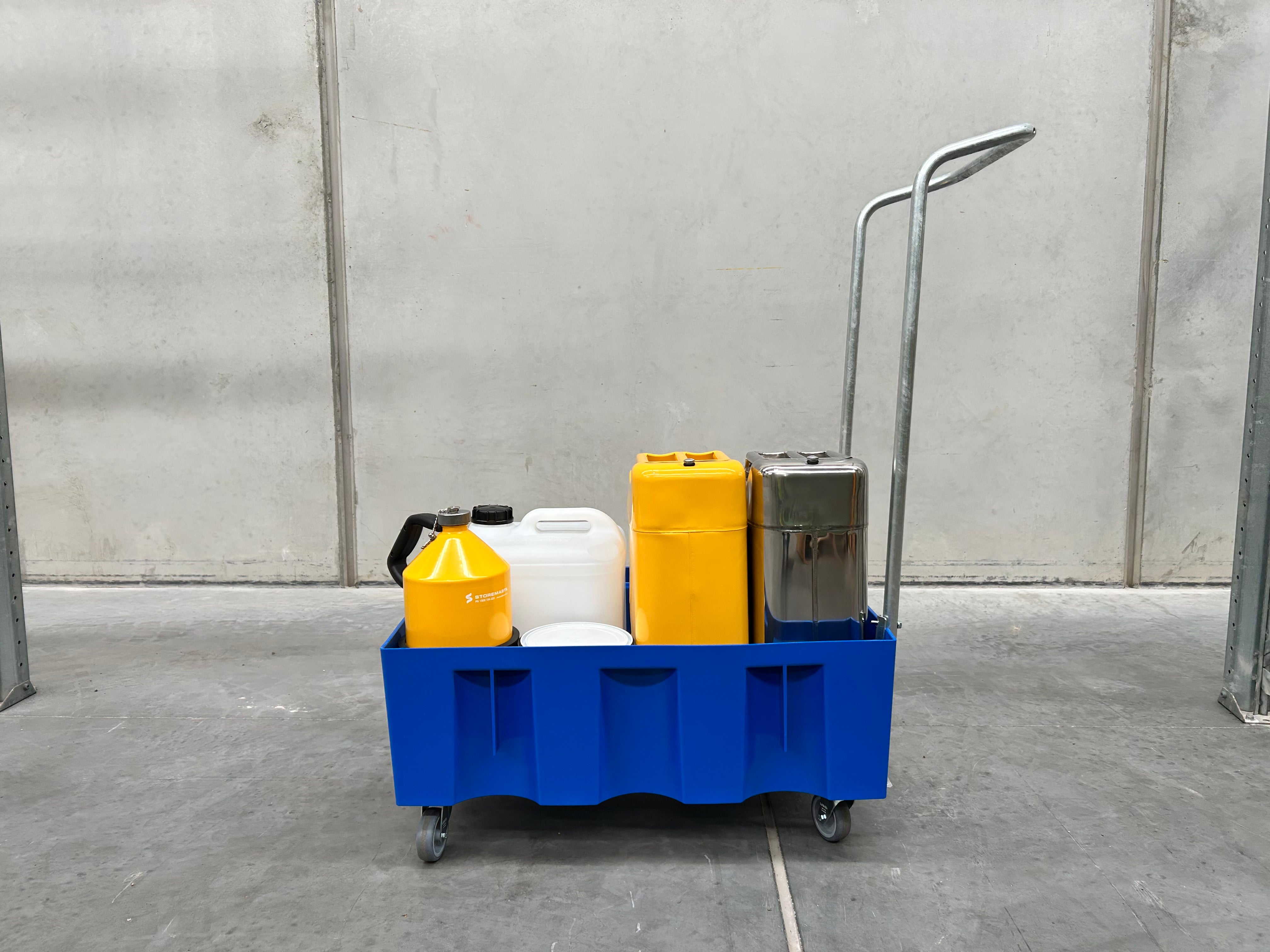 60L Polyethylene Sump Pallet - Blue with Castors