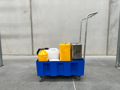 60L Polyethylene Sump Pallet - Blue with Castors