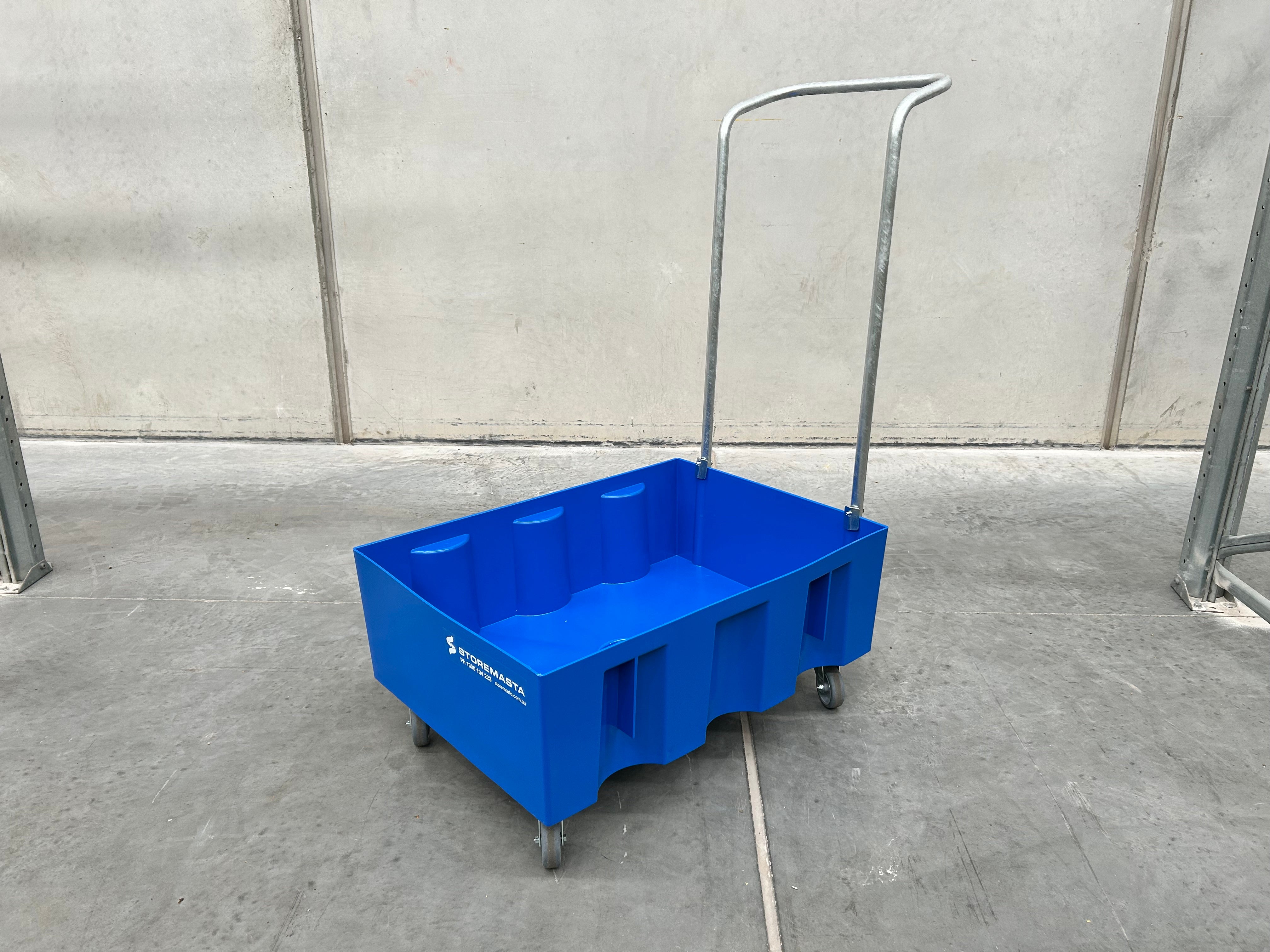 60L Polyethylene Sump Pallet - Blue with Castors