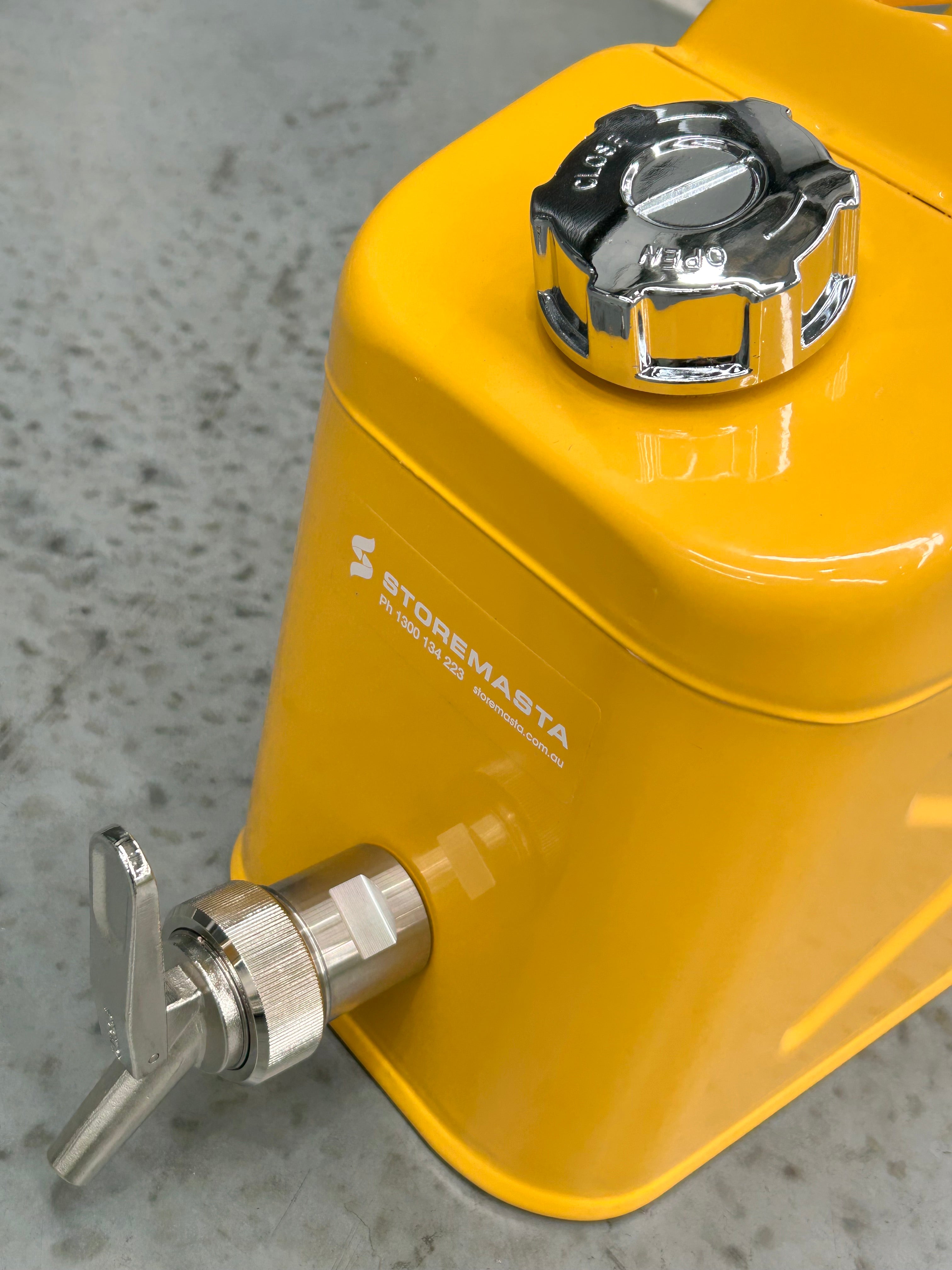 10L Safety Canister - Yellow Galvanised with Screw Cap