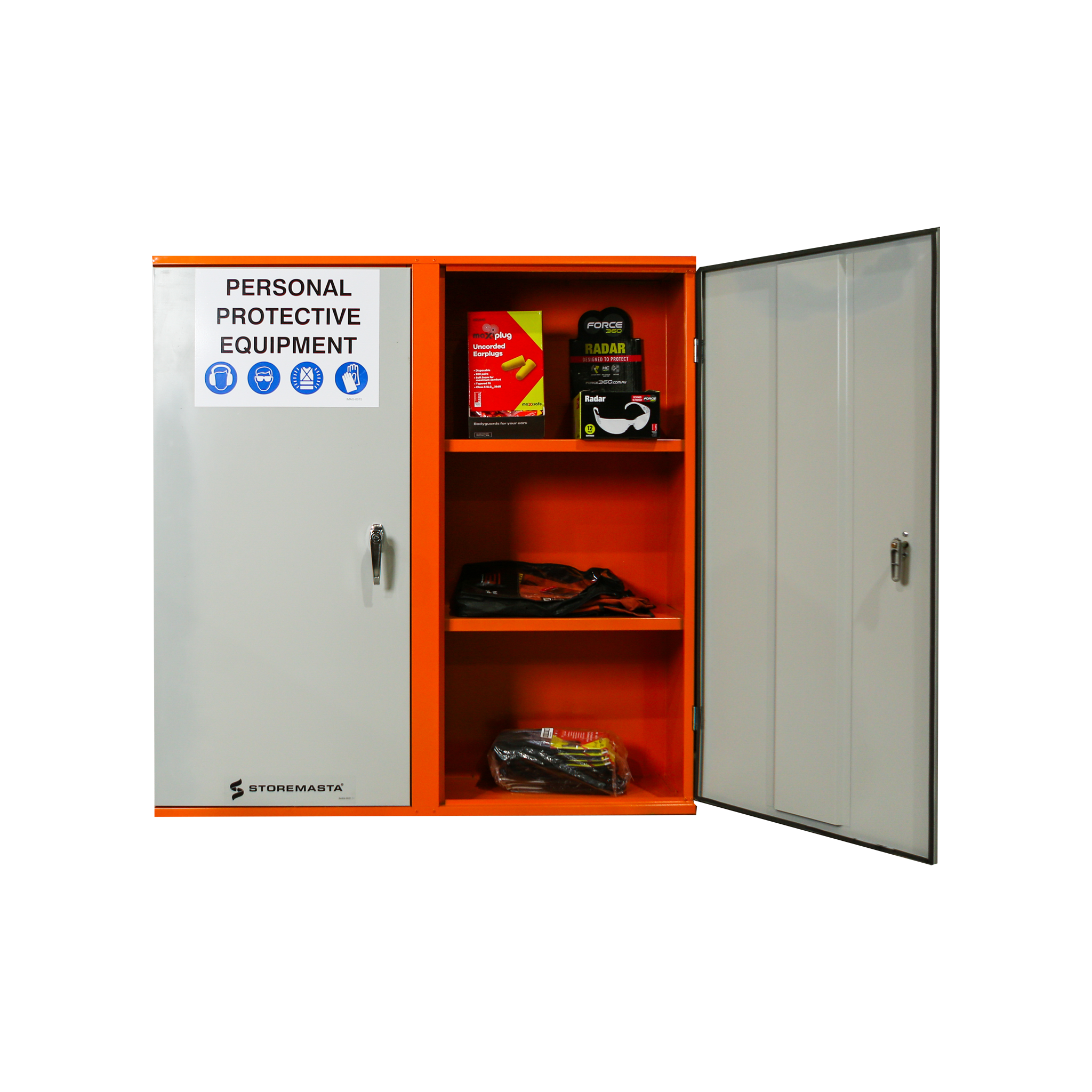 PPE Storage Cabinet - Double Door - 3 Shelves