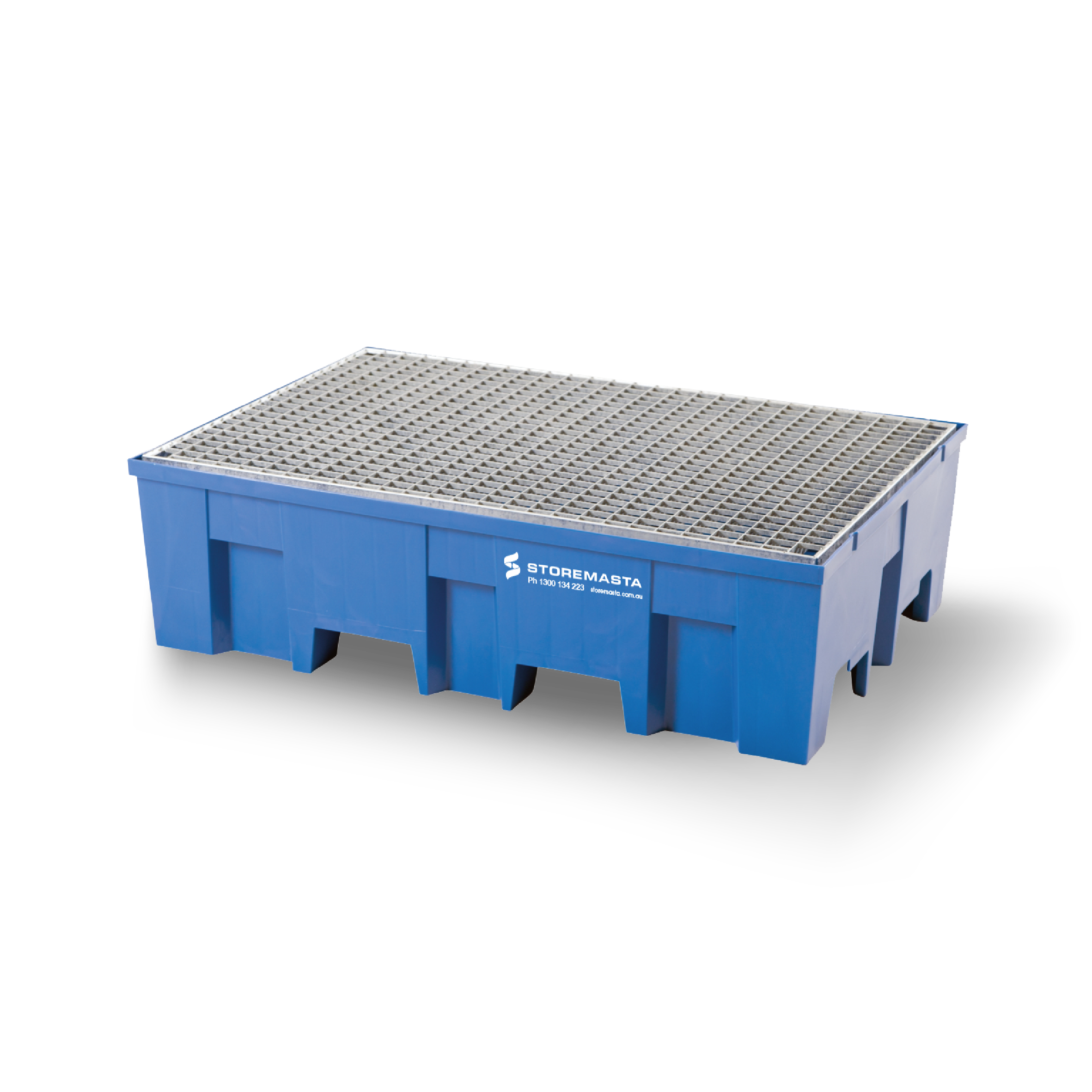 220L Polyethylene Sump Pallet - Blue with Galvanised Grid