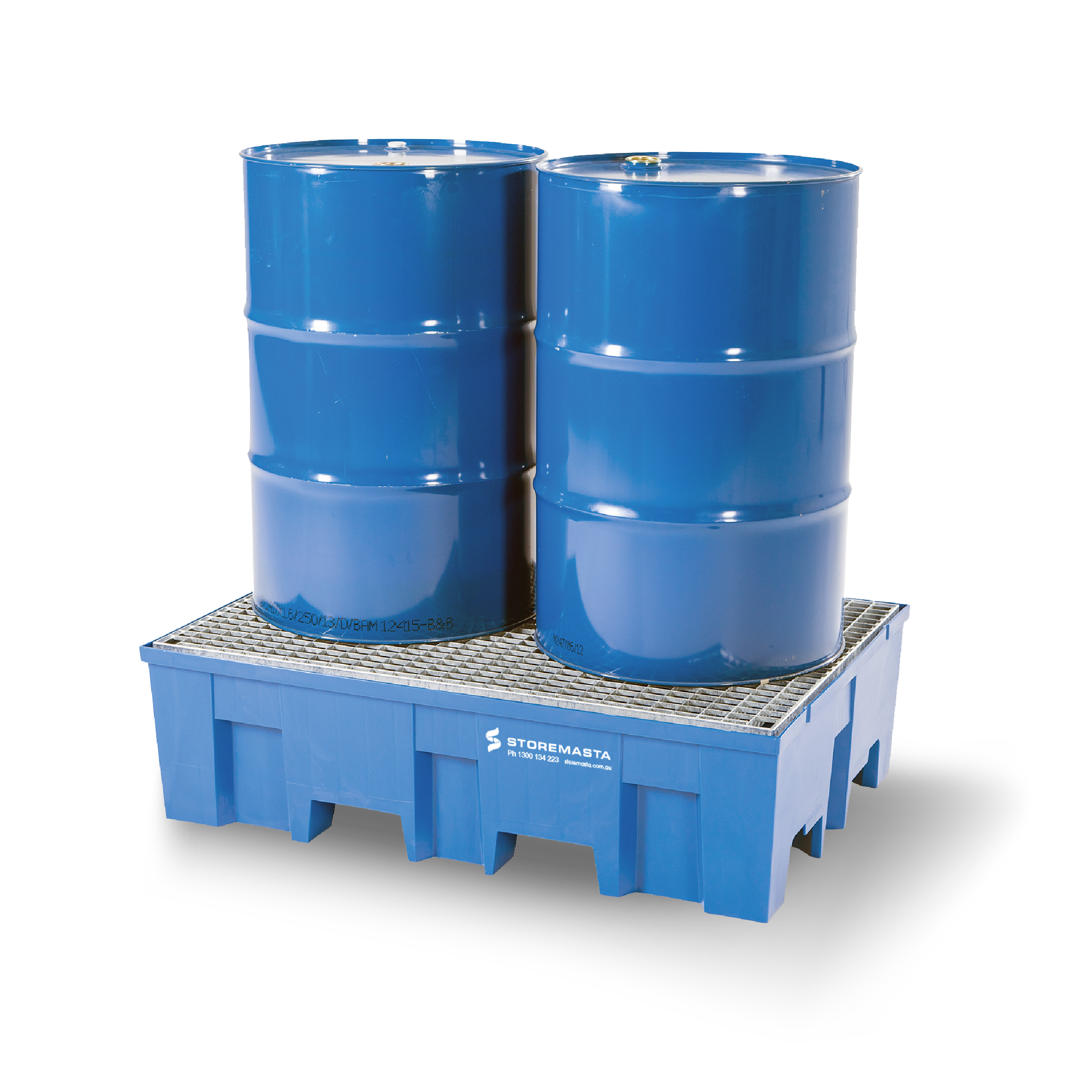 220L Polyethylene Sump Pallet - Blue with Galvanised Grid