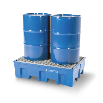 220L Polyethylene Sump Pallet - Blue with Galvanised Grid