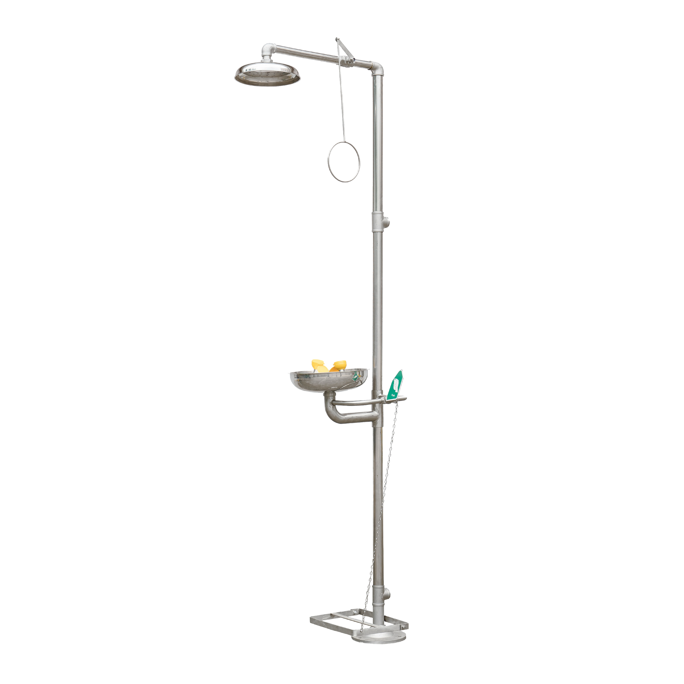 Combination Emergency Shower Eye Face Hand/Foot Operated - Stainless Steel