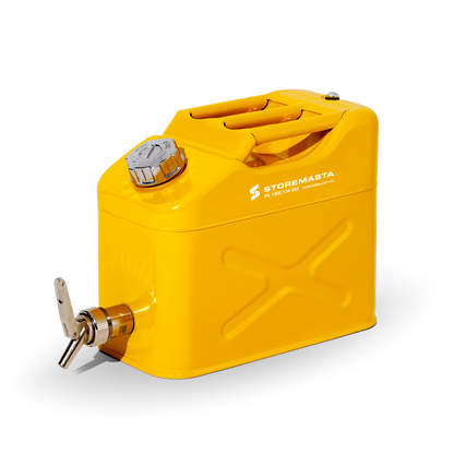 10L Safety Canister - Yellow Galvanised with Screw Cap
