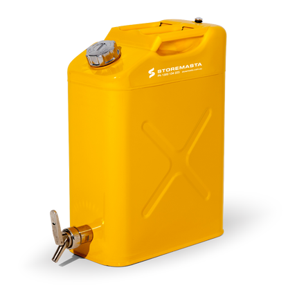 20L Safety Canister - Yellow Galvanised with Screw Cap