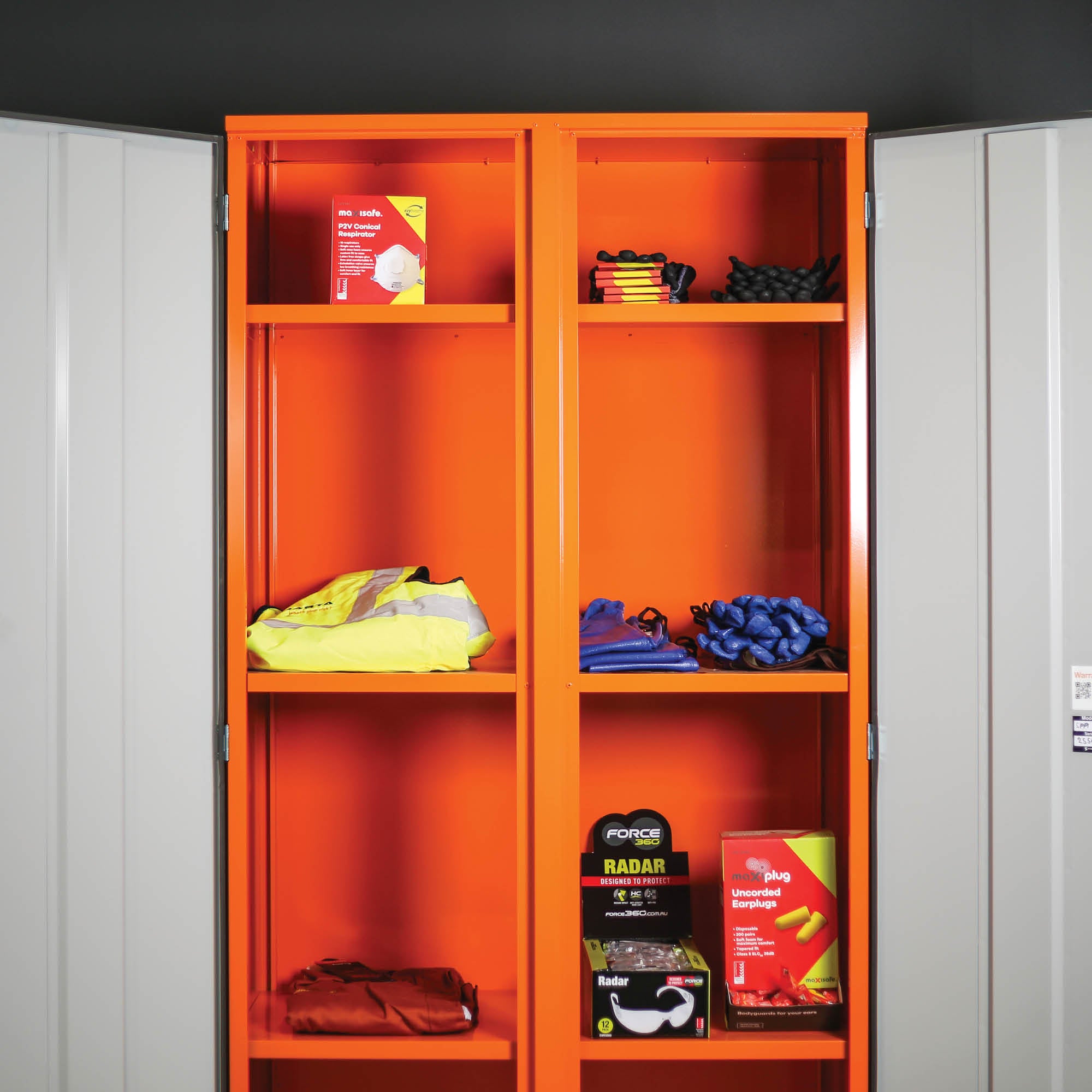 PPE Storage Cabinet - Double Door - 4 Shelves