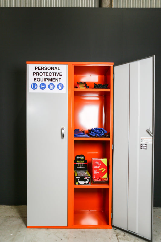 PPE Storage Cabinet - Double Door - 4 Shelves