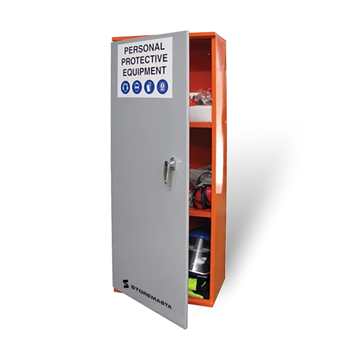 PPE Storage Cabinet - Single Large Door - 3 Shelves