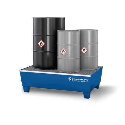 205L Steel Sump Pallet - Blue with Feet