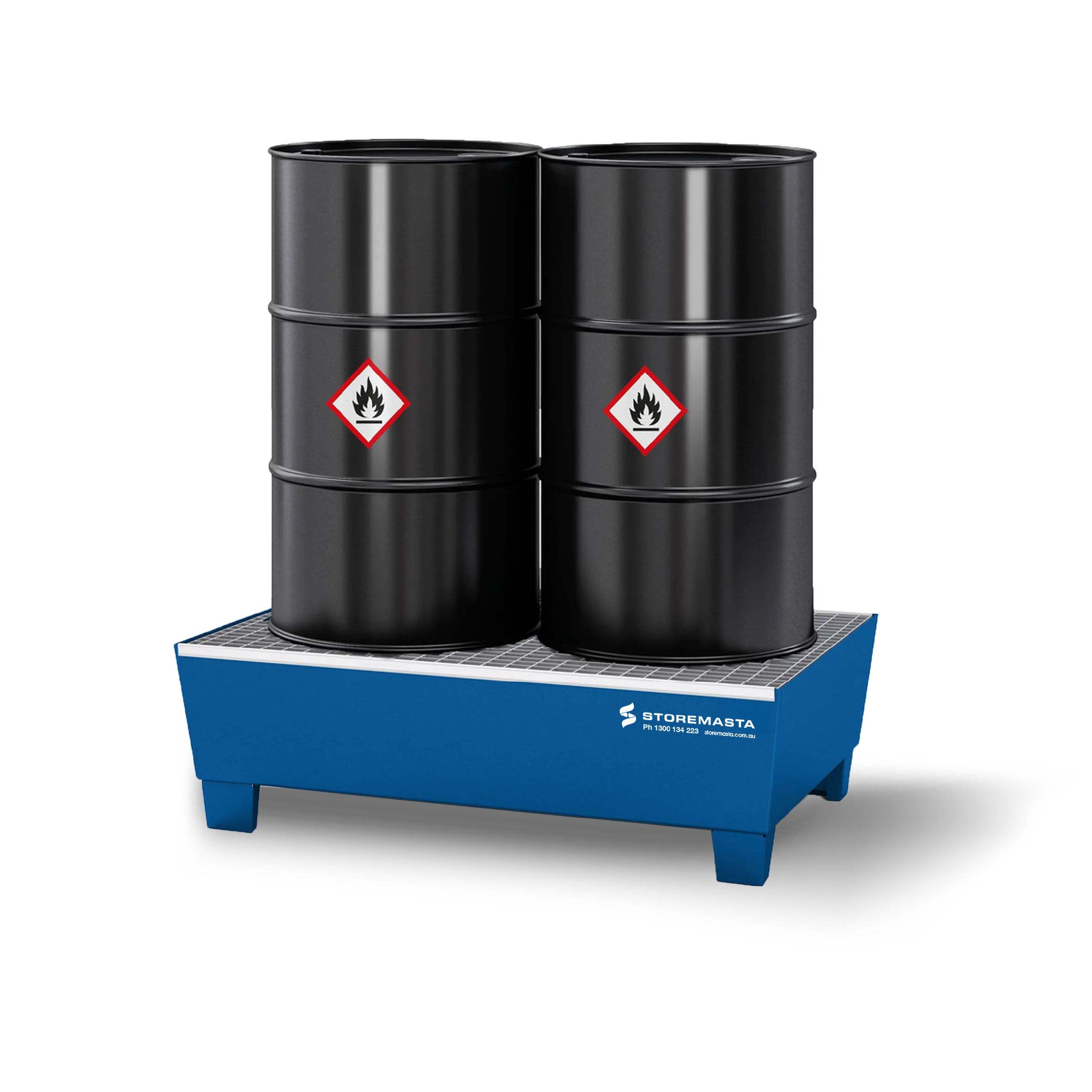 205L Steel Sump Pallet - Blue with Feet