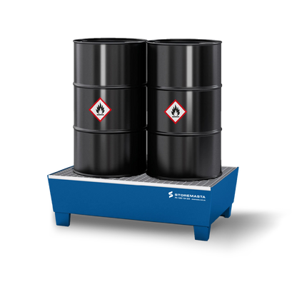 205L Steel Sump Pallet - Blue with Feet