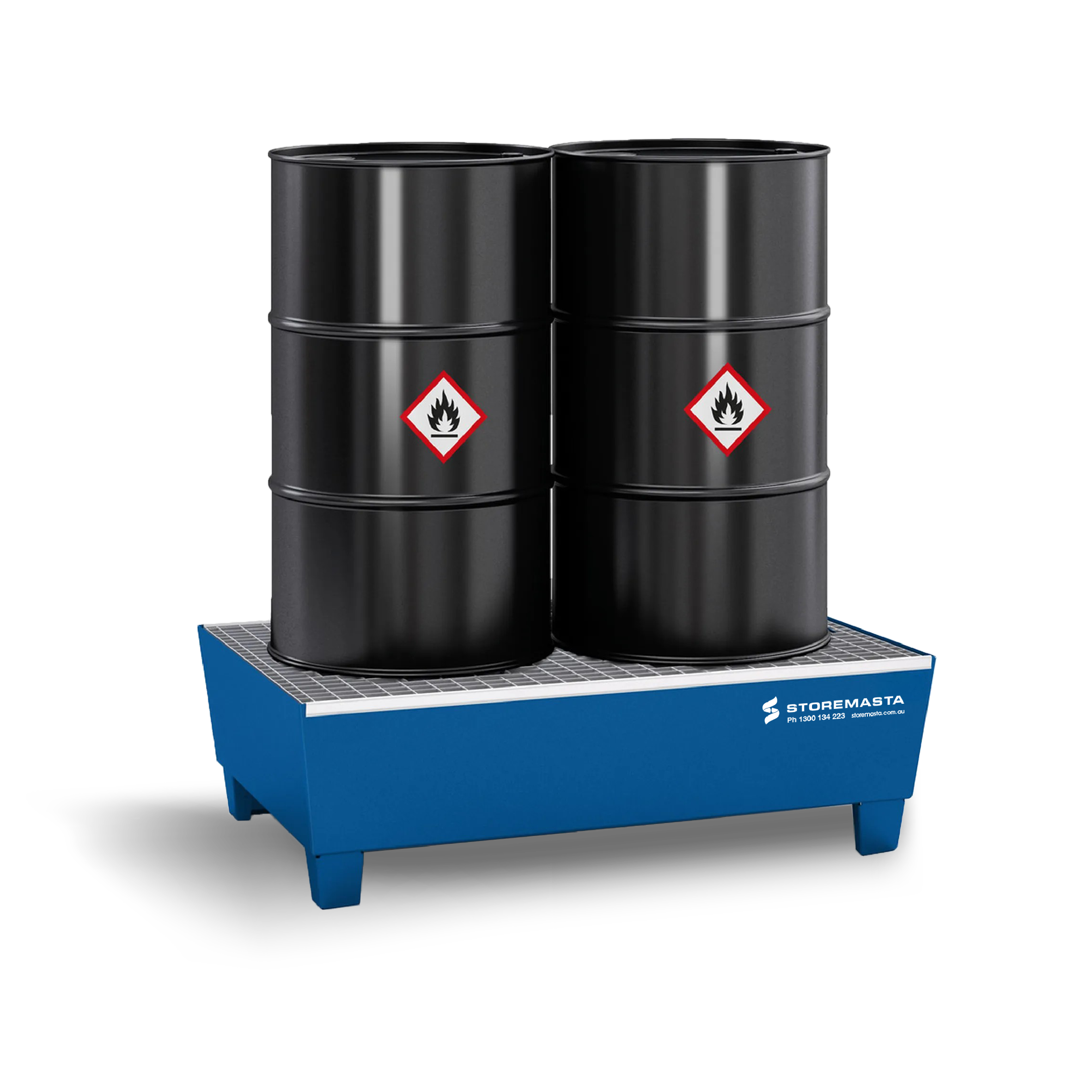 205L Steel Sump Pallet - Blue with Feet