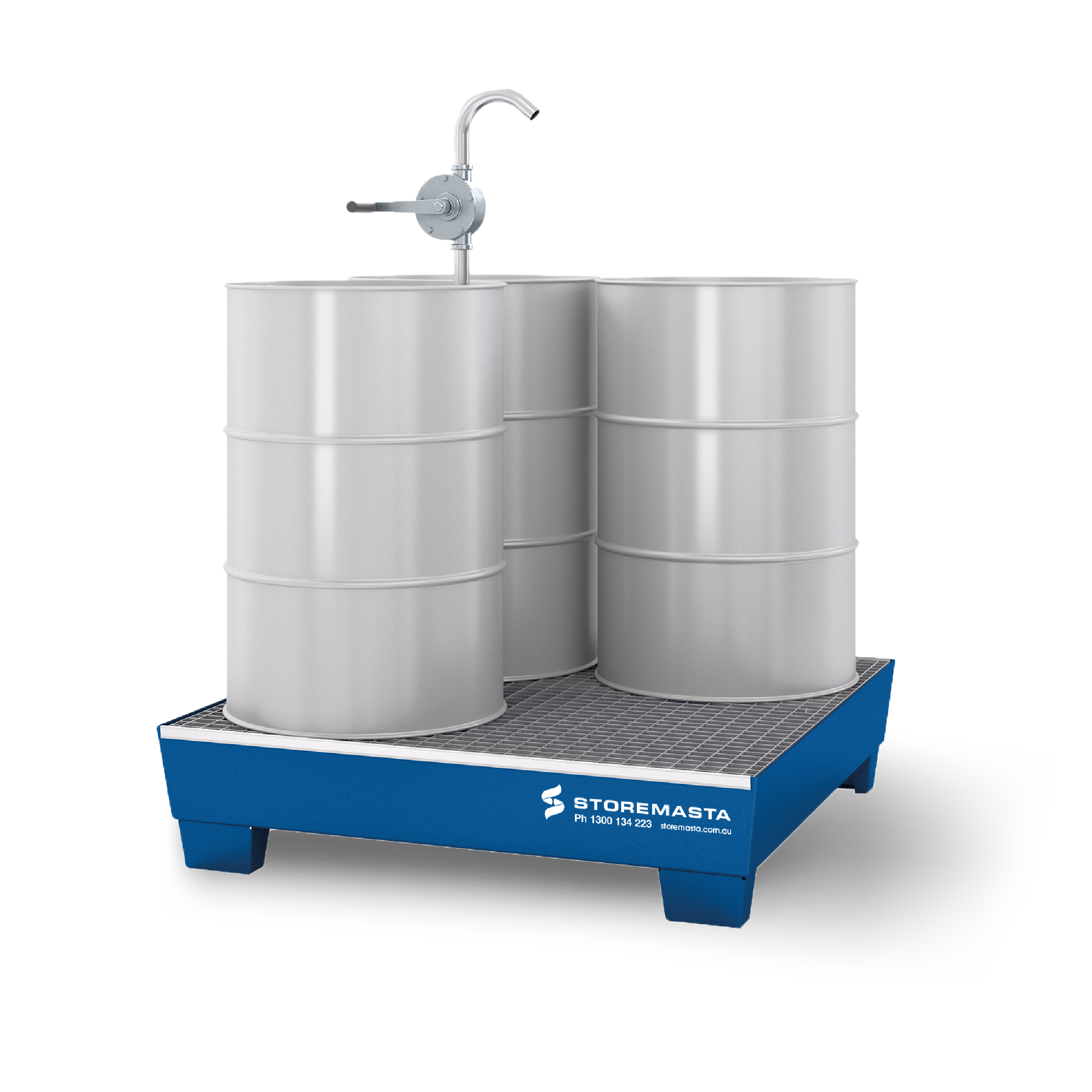 220L Steel Sump Pallet - Blue with Galvanised Grid