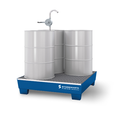 220L Steel Sump Pallet - Blue with Galvanised Grid