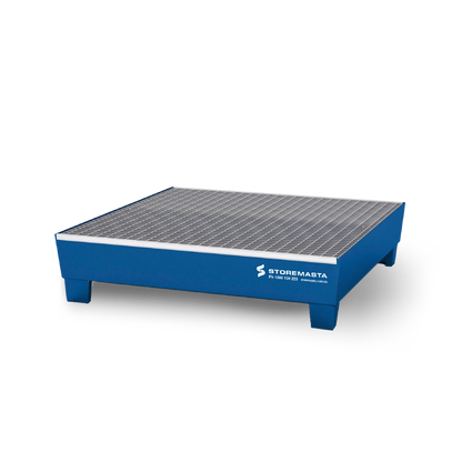 220L Steel Sump Pallet - Blue with Galvanised Grid