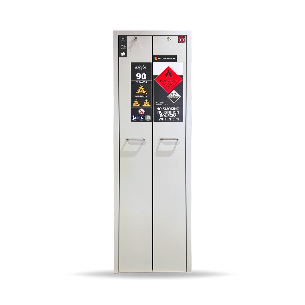 HI-LINE 90 minute fire rated vertical drawer cabinet 196.060, front view with doors closed