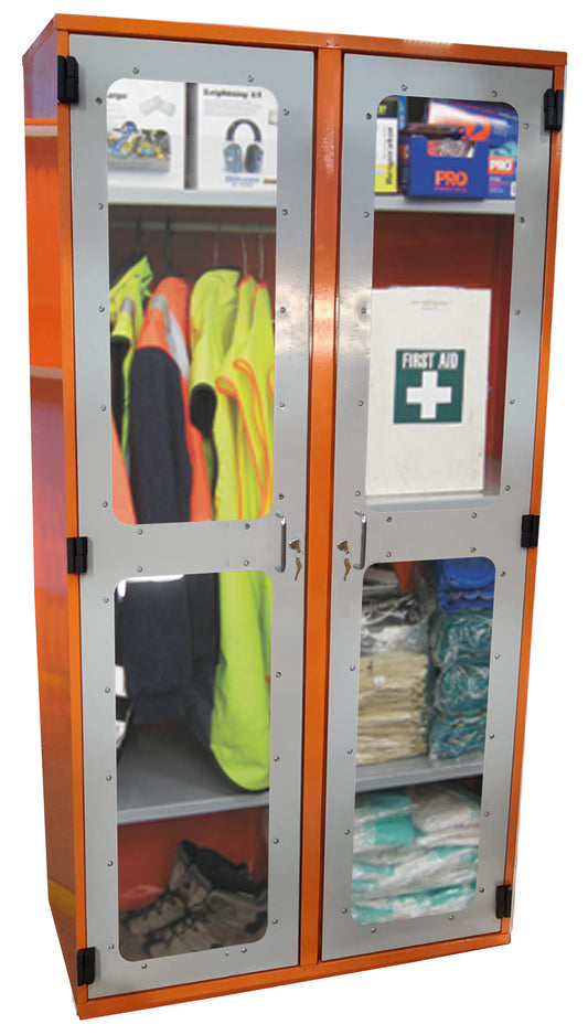 PPE Storage Cabinet - Double Perspex Door (with hanging rail)